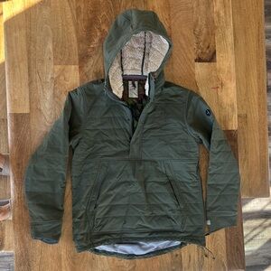 Relwen Channel Anorak Olive Hooded pullover 1/4 zip